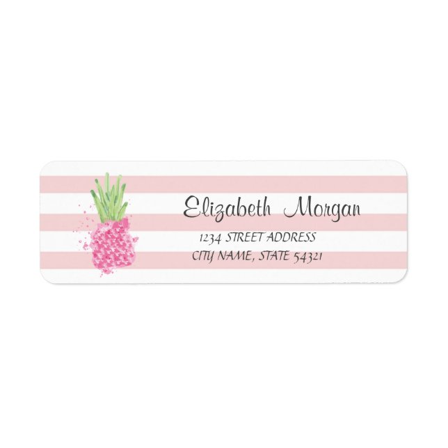 Trendy Girly Watercolor Pineapple,Stripes  (Front)