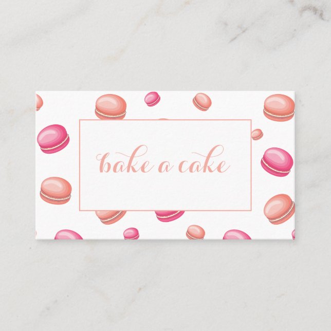 Trendy Girly White Pink Patisserie Bakery Business Card (Front)
