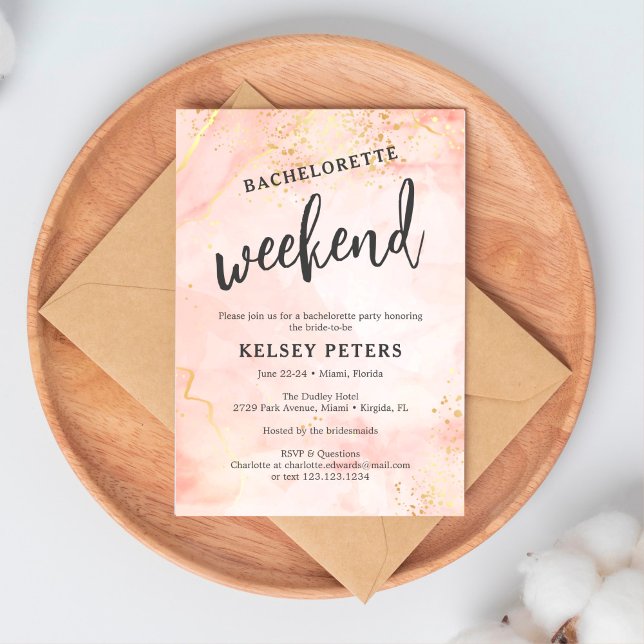 Trendy Glam Chic Girly Bachelorette Weekend  Invitation (Creator Uploaded)