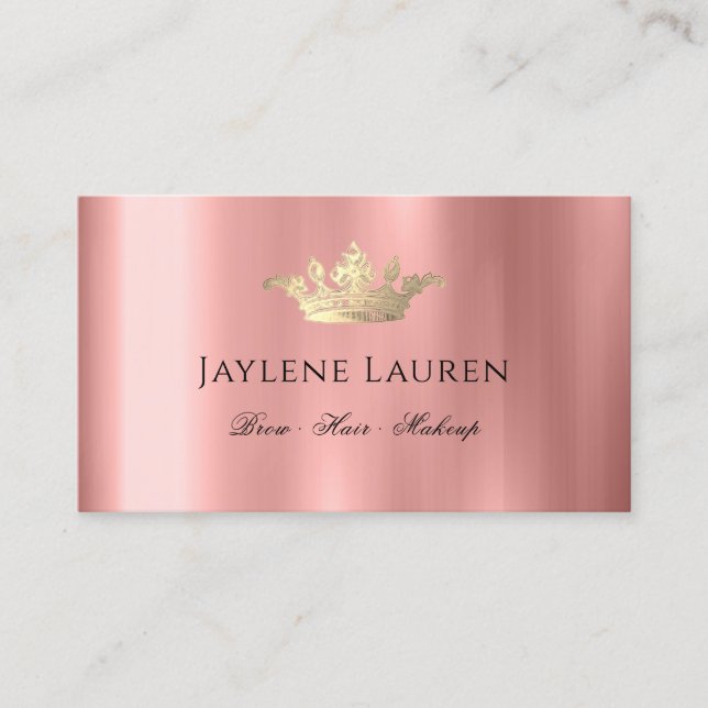 Trendy Glam Crown Rose Gold Business Card (Front)