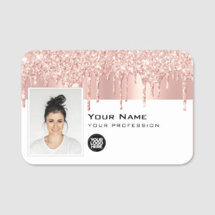 Trendy Glam Employee Photo, Logo Name Tag
