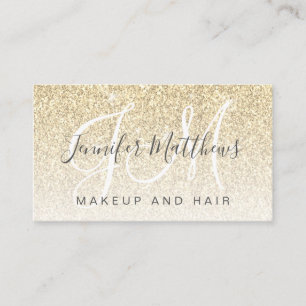 Trendy Glam Gold Glitter Makeup Artist Hair Salon Business Card