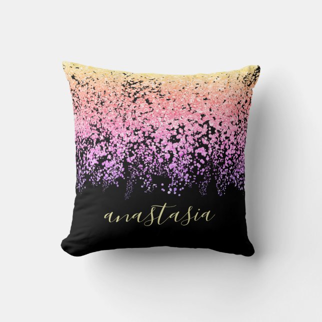 Trendy Glam Multicolor Glittery Sparkling Cushion (Front)
