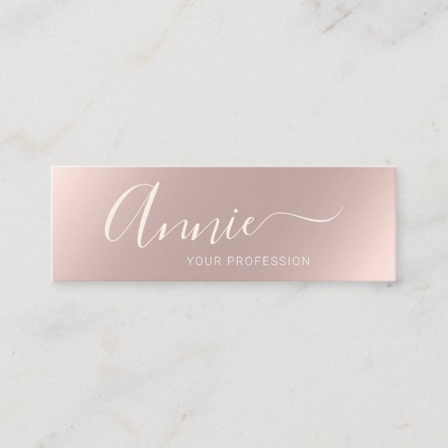 Trendy glam rose gold makeup artist boutique mini business card (Front)