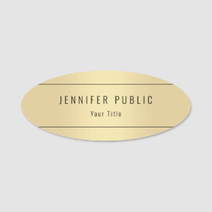 Trendy Glamour Gold Look Modern Template Elegant Name Tag