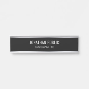 Trendy Glamour Modern Black And Silver Template Door Sign