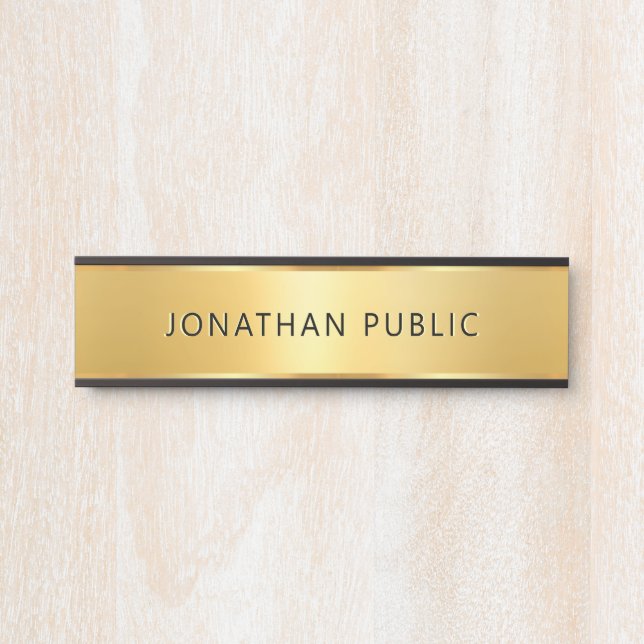 Trendy Glamour Modern Template Black And Gold Door Sign (Front)