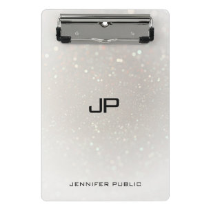 Trendy Glamour Monogram Elegant Template Modern Mini Clipboard