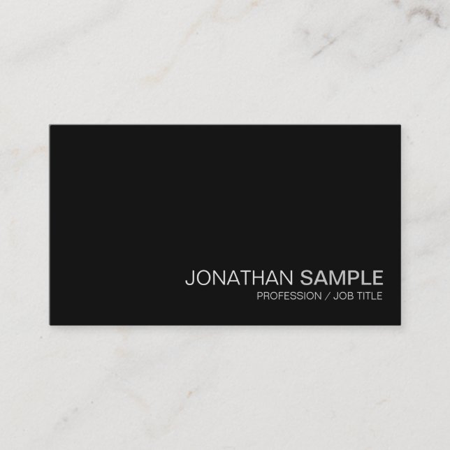 Trendy Glamourous Design Plain Black White Luxury Business Card (Front)