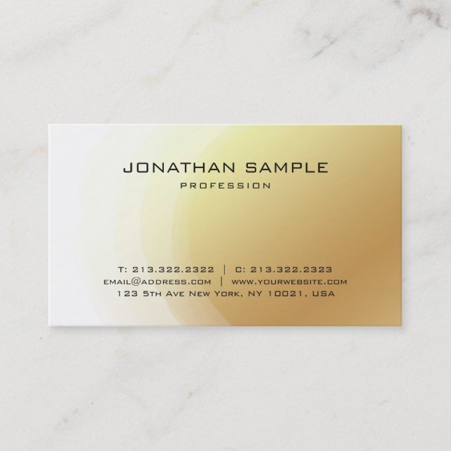 Trendy Glamourous Gold Design Elegant Modern Luxe Business Card (Front)