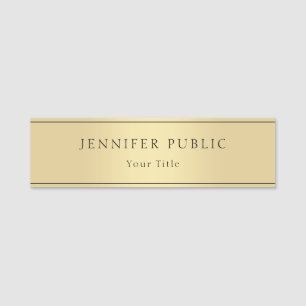Trendy Glamourous Gold Look Modern Template Name Tag