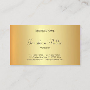 Trendy Glamourous Gold Look Professional Elegant Business Card