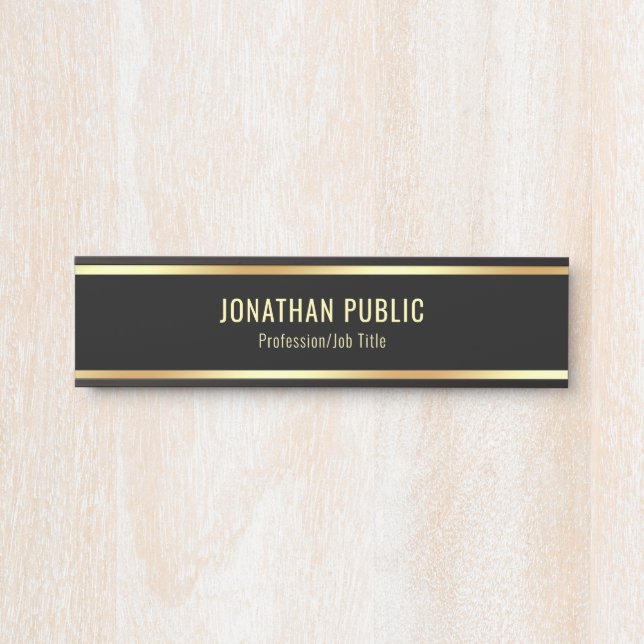 Trendy Glamourous Modern Black And Gold Design Door Sign (Front)