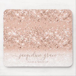 Trendy Glitter Blush Pink Rose Gold Makeup Hair Mouse Mat