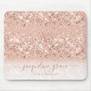 Trendy Glitter Blush Pink Rose Gold Makeup Hair Mouse Mat