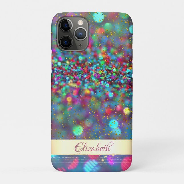 Trendy  Glitter Bokeh  Gold Confetti- Personalised Case-Mate iPhone Case (Back)