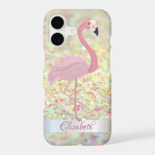 Trendy Glitter Bokeh Pink Flamingo- Personalised