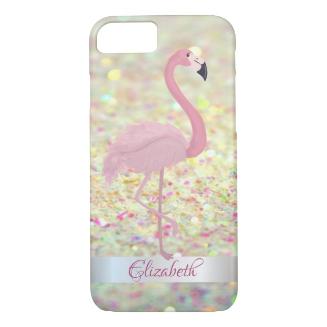 Trendy  Glitter Bokeh  Pink Flamingo- Personalised Case-Mate iPhone Case (Back)