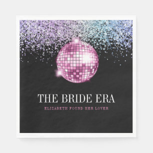 Trendy Glitter Disco Bride Era Bachelorette Party Napkin