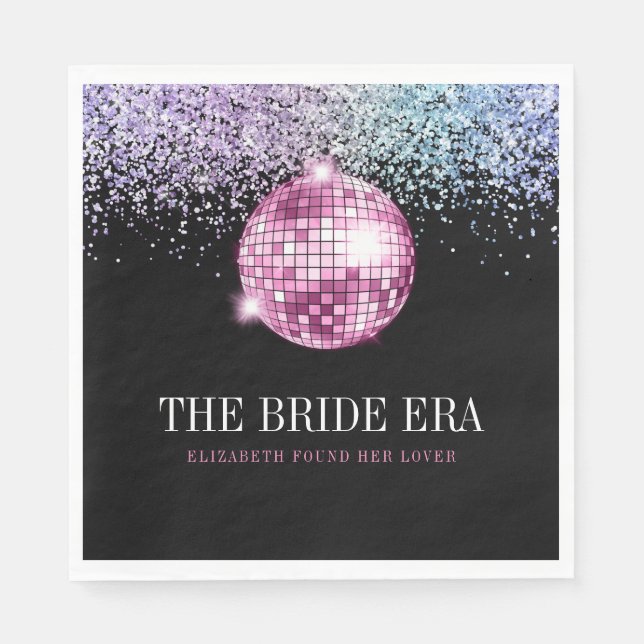 Trendy Glitter Disco Bride Era Bachelorette Party Napkin (Front)