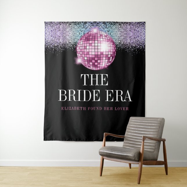 Trendy Glitter Disco Bride Era Bachelorette Party Tapestry (In Situ)