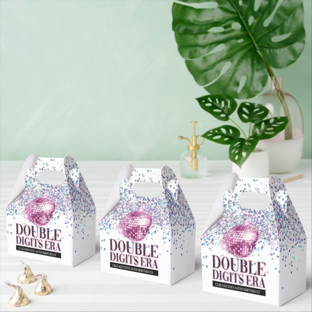 Trendy Glitter Disco Double Digits Era Birthday Favour Box (Multiple)