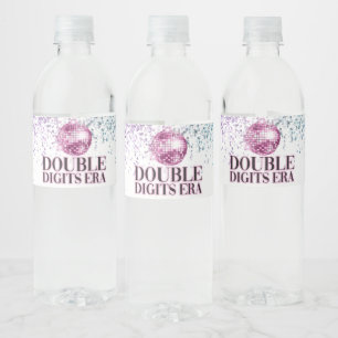 Trendy Glitter Disco Double Digits Era Paper Water Bottle Label