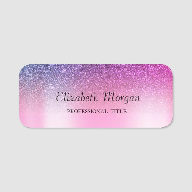 Trendy Glitter Drips,Purple Name Tag (Front)