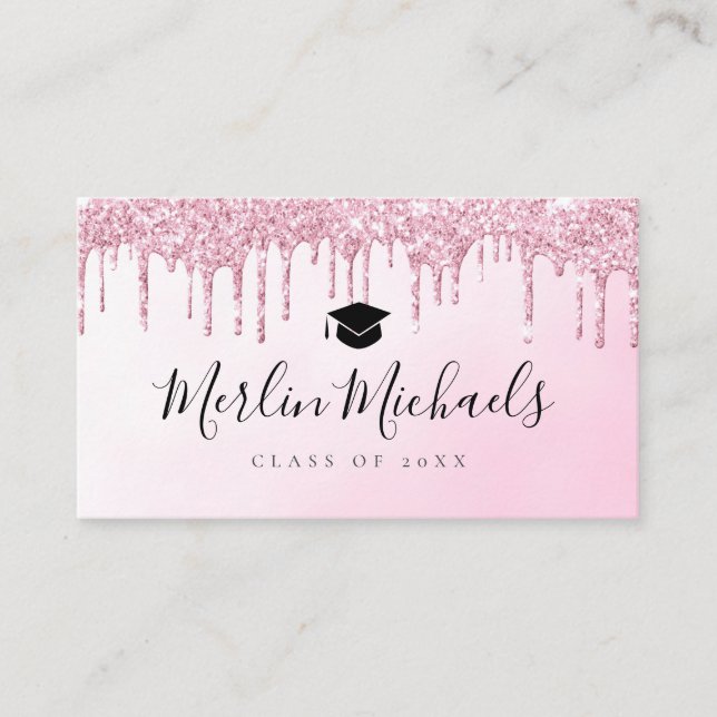 Trendy glitter graduation name insert card (Front)
