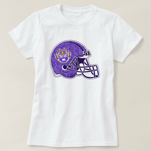 Trendy glitter Louisiana Tigers Football Helmet T-Shirt (Design Front)