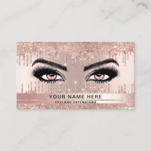 Trendy Glitter Rose gold drips Lashes Business Card