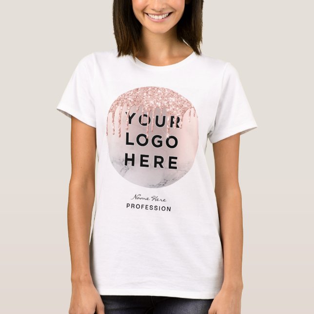 Trendy Glitter Rose gold drips Lashes marble T-Shirt (Front)
