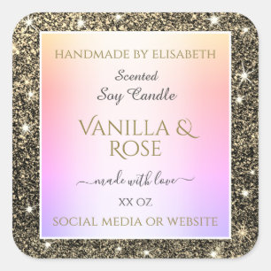 Trendy Glitter Stars Product Packaging Labels Chic