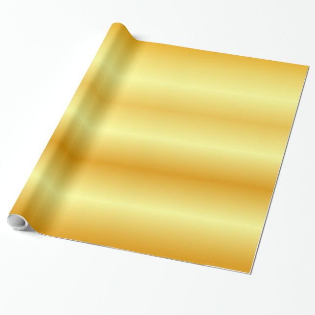 Trendy Glossy Faux Gold Elegant Modern Golden Gift Wrapping Paper (Unrolled)