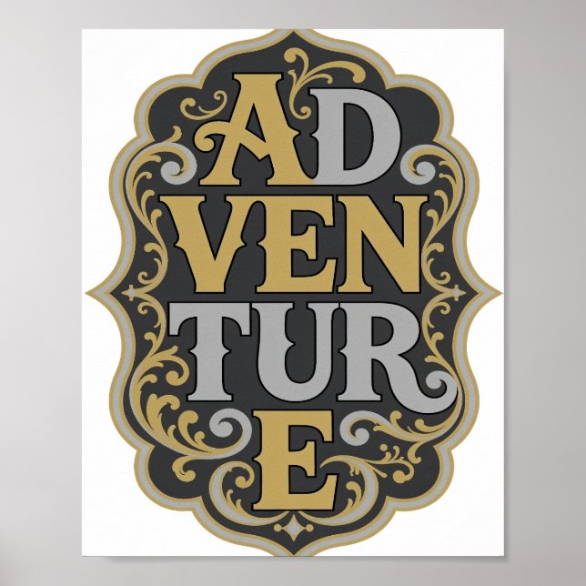 Trendy Gold ADVENTURE Print (Front)