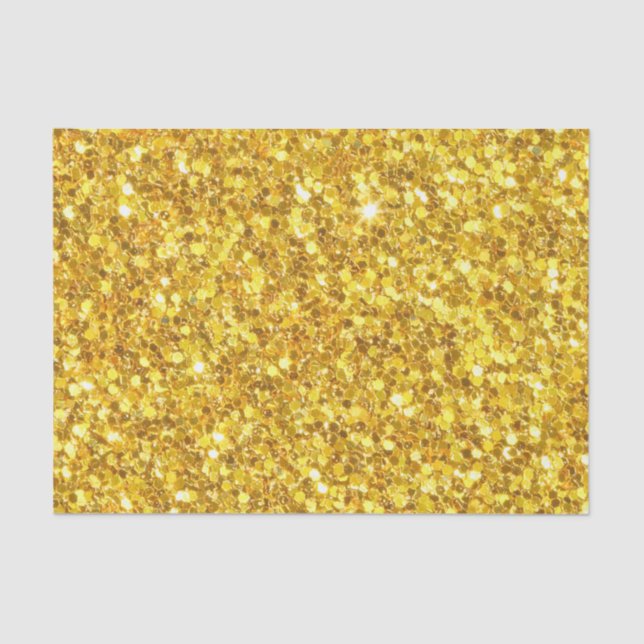 Trendy Gold And White Sparkling Glitter Tissue Paper (Front)