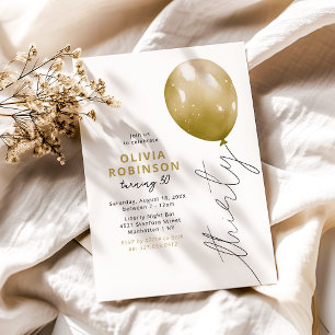 Trendy Gold Balloon 30th Birthday Invitation