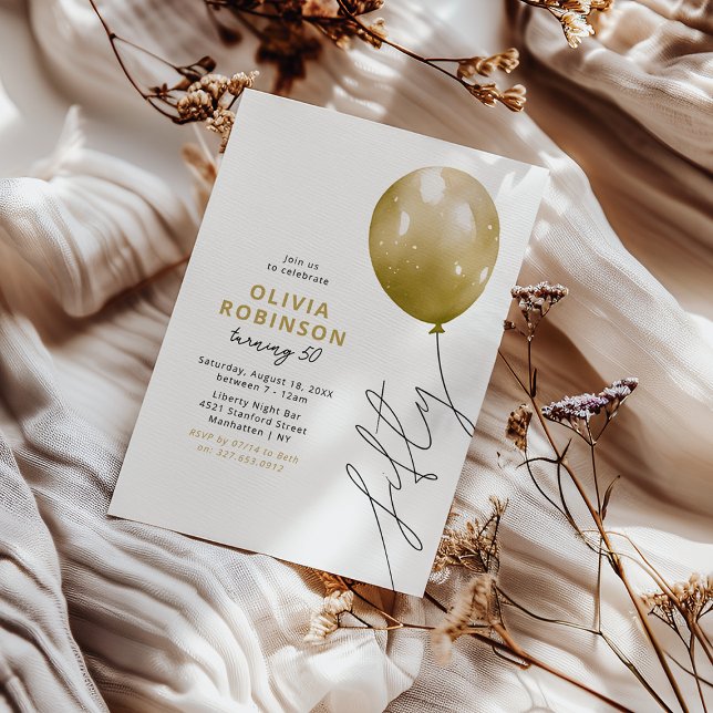 Trendy Gold Balloon 50th Birthday Invitation (Creator Uploaded)