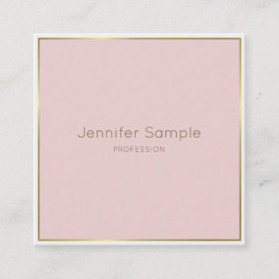Trendy Gold Blush Pink White Modern Elegant Luxury Square Business Card