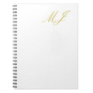 Trendy Gold Color Monogram Minimalist Modern Notebook
