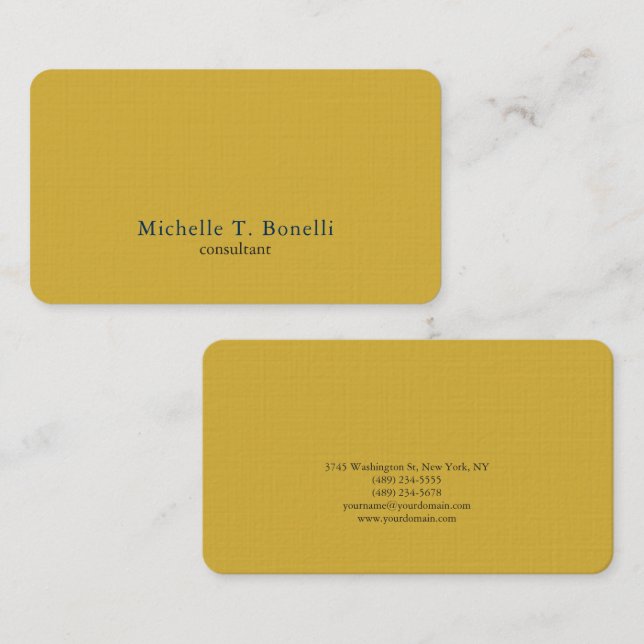 Trendy Gold Colour Background Plain Creative Moder Business Card (Front/Back)
