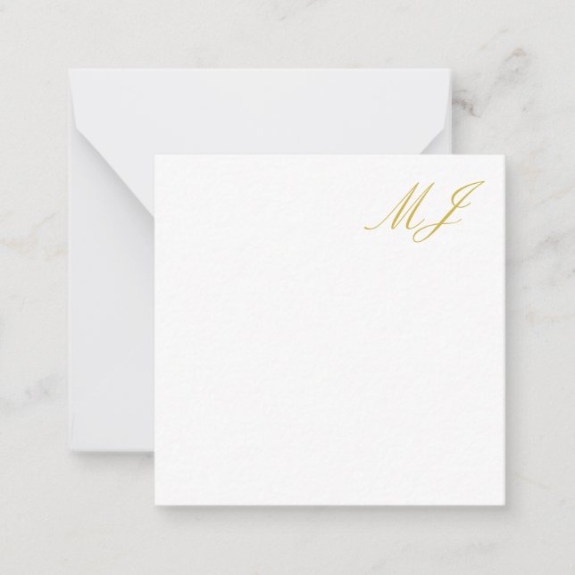 Trendy Gold Colour Monogram Minimalist Modern Card (Front)