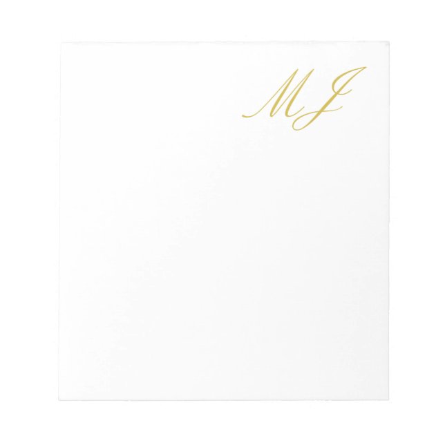 Trendy Gold Colour Monogram Minimalist Modern Notepad (Front)