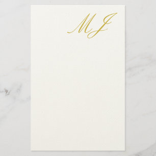 Trendy Gold Colour Monogram Minimalist Modern Stationery