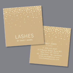 Trendy Gold Diamond Sparkle Lash Extensions Beauty Square Business Card