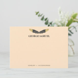 Trendy Gold Dipped Boho Feather Designer Pink Card