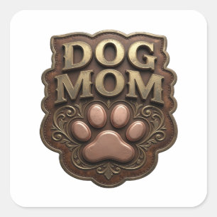 Trendy Gold DOG MOM Gift Sticker