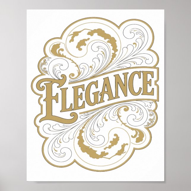 Trendy Gold ELEGANCE Statement Design Poster (Front)