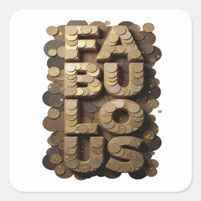 Trendy Gold FABULOUS Decal Art Square Sticker (Front)