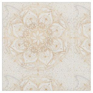 Trendy Gold Floral Mandala Marble Design Fabric